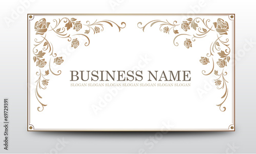 Carte de visite floral brune