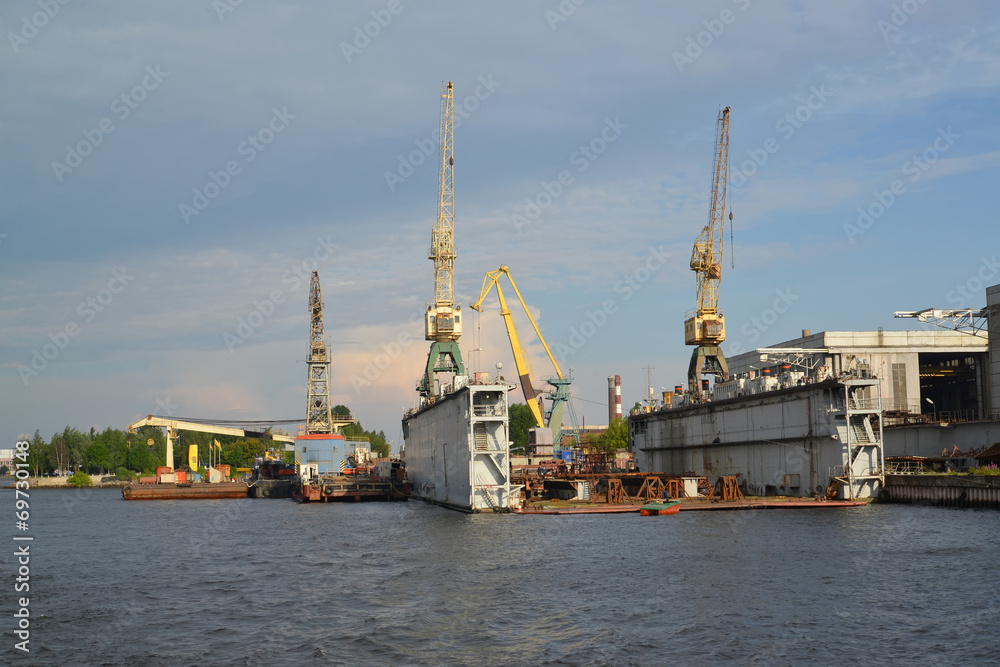 St. Petersburg. Dry dock of shipbuilding plant