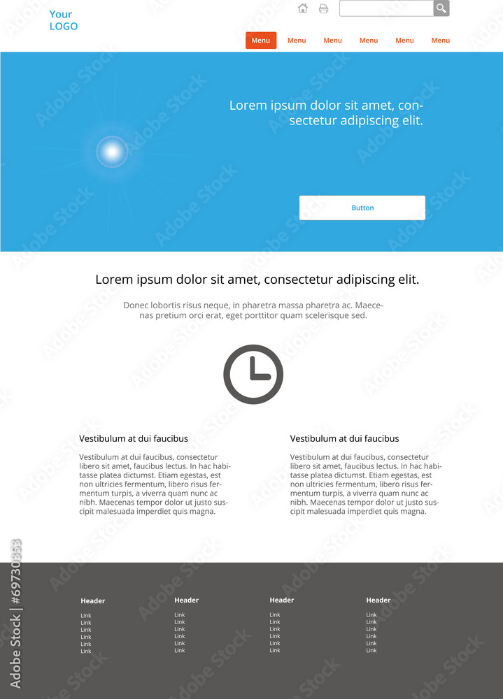 Fototapeta premium Modern website design template. Clear landing page