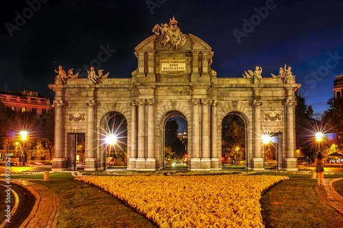 La Puerta de Alcala in Madrid, Spain, at night