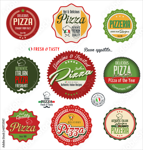 Pizza retro labels