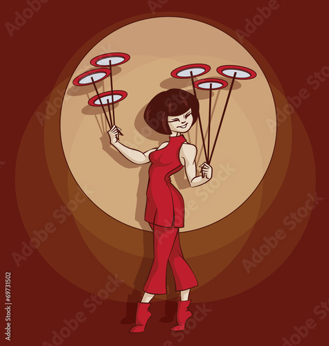 Pin-up Spinning Plate Juggler Spiner