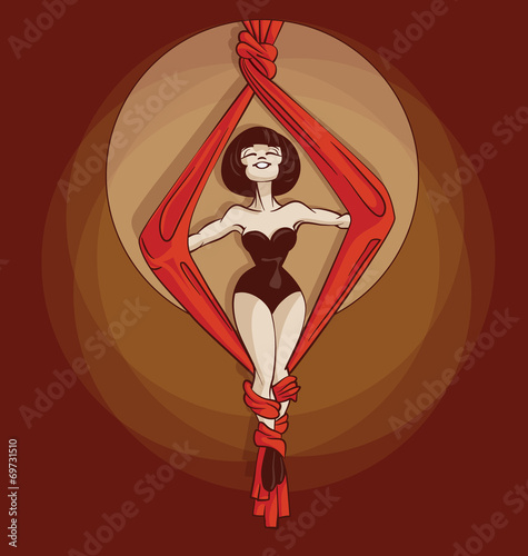 Pin-up silk rope cute cartoon artist