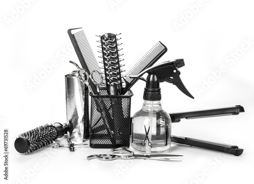 Canvastavla hairdresser tools