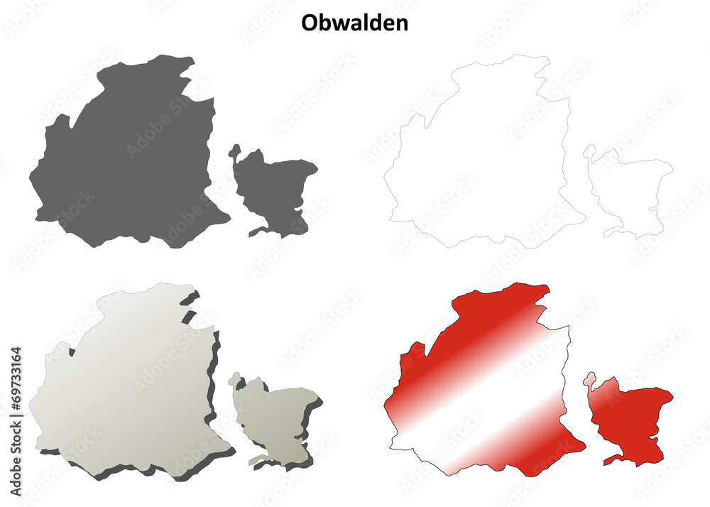 Obwalden blank detailed outline map set