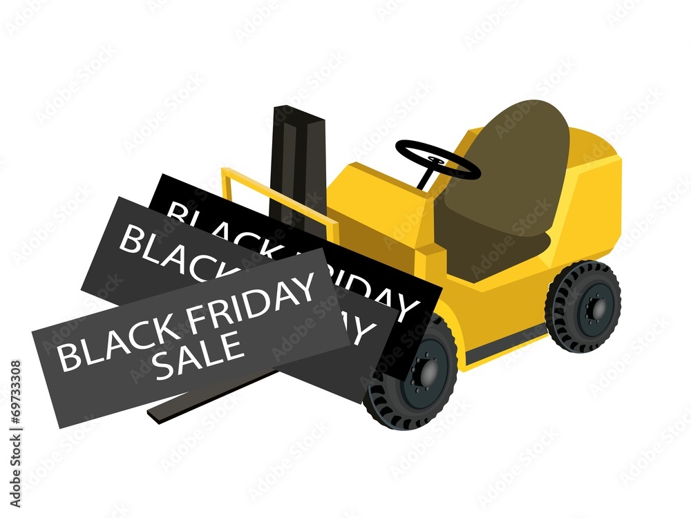 A Forklift Truck Loading Black Friday Card A Forklift Truck Loading Black Friday Card