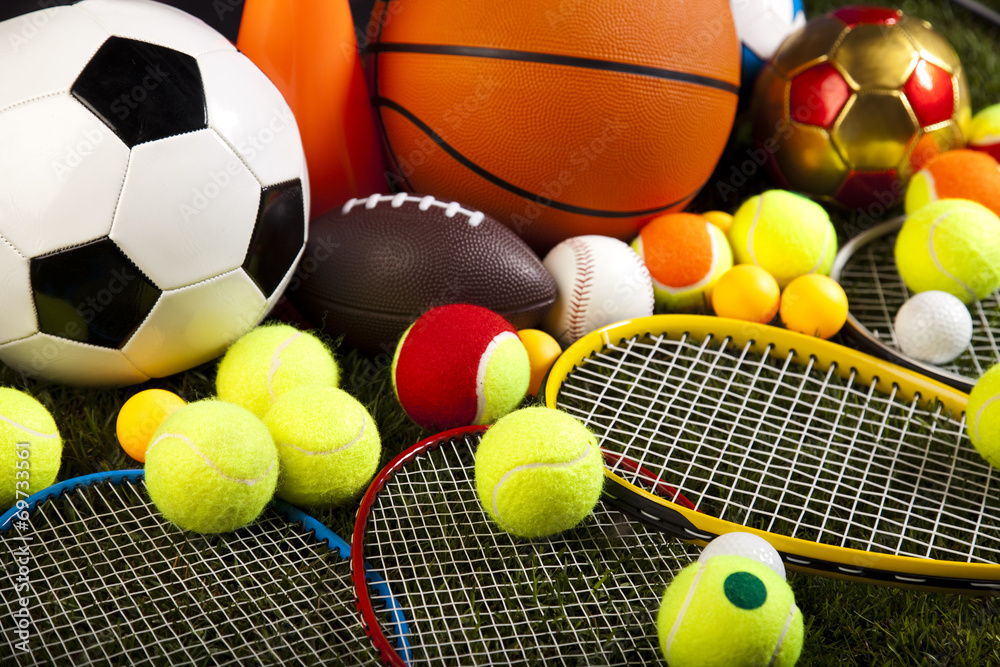 Group of sports equipment 