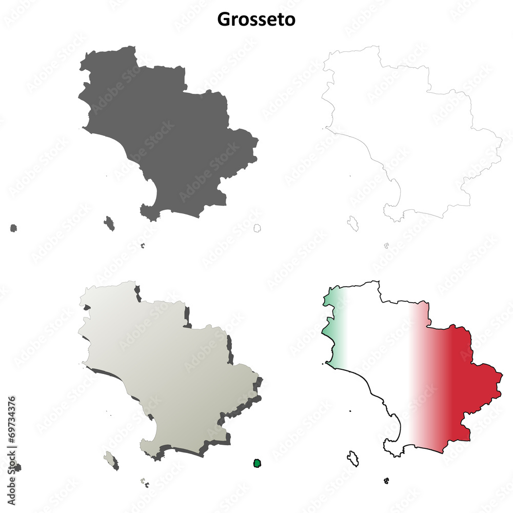 Grosseto blank detailed outline map set