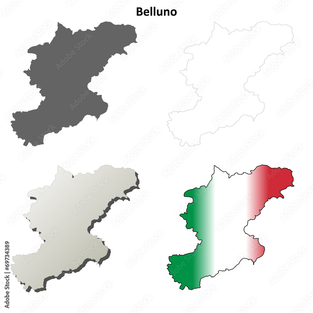 Belluno blank detailed outline map set