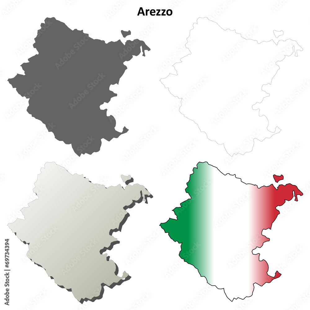Obraz premium Arezzo blank detailed outline map set