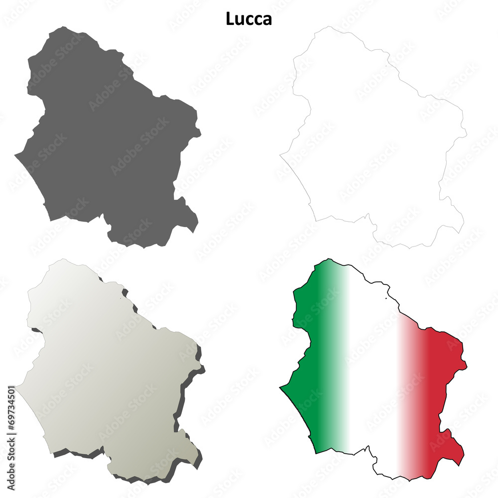 Lucca blank detailed outline map set