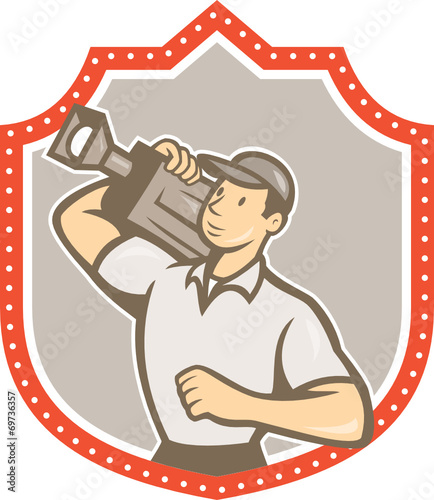 Cameraman Vintage Film Movie Camera Shield