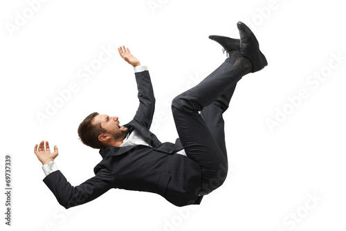 falling and screaming businessman