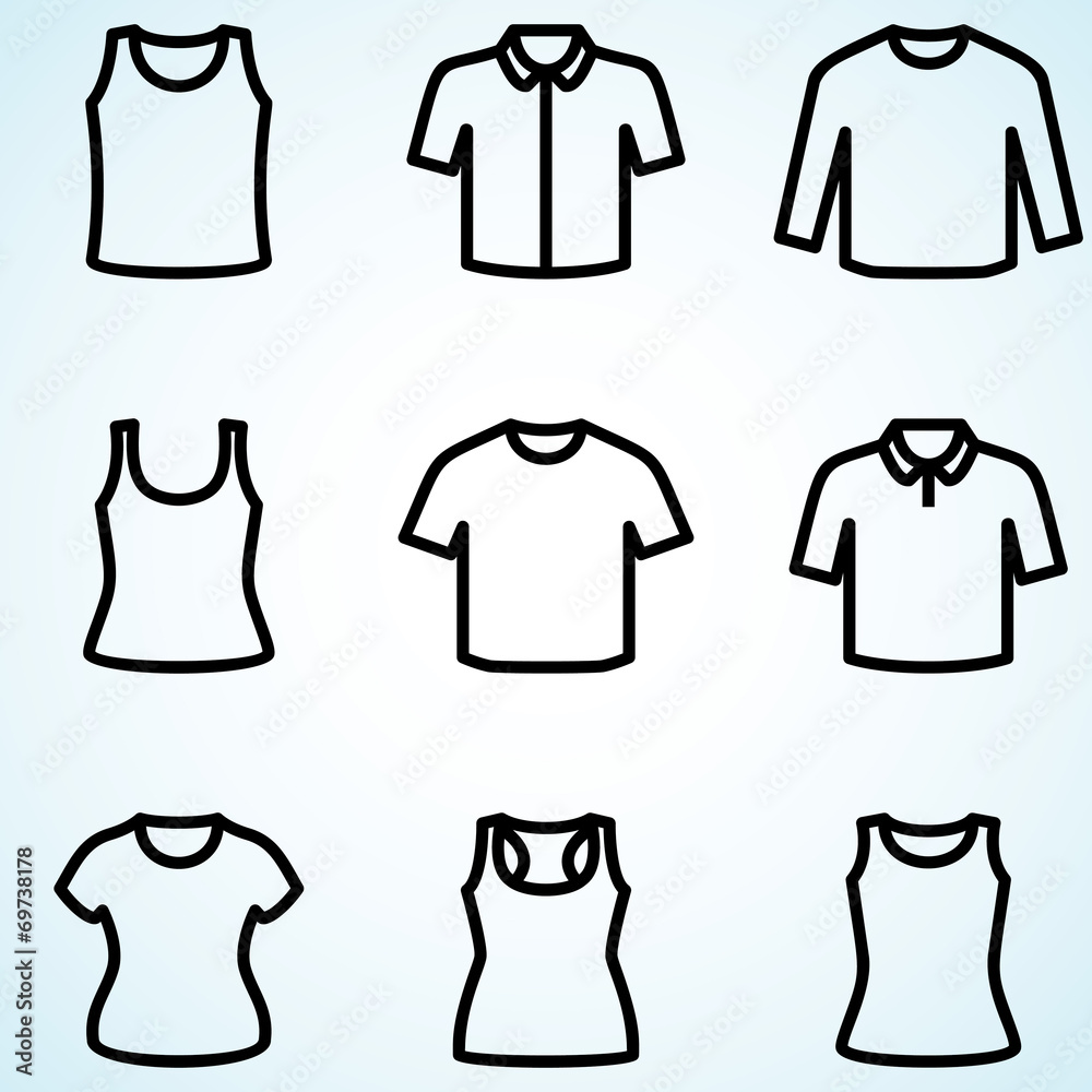 Set of t-shirts icon vector Set of t-shirts icon vector