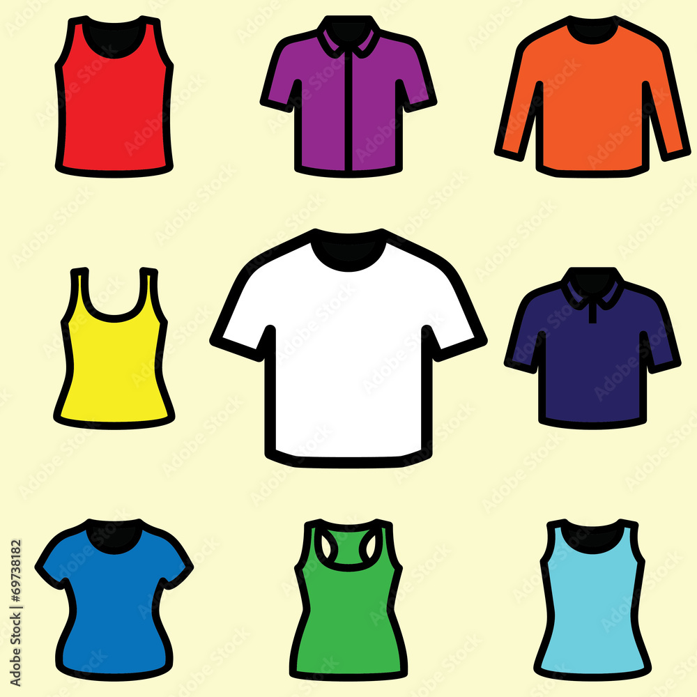 Set of t-shirts icon vector