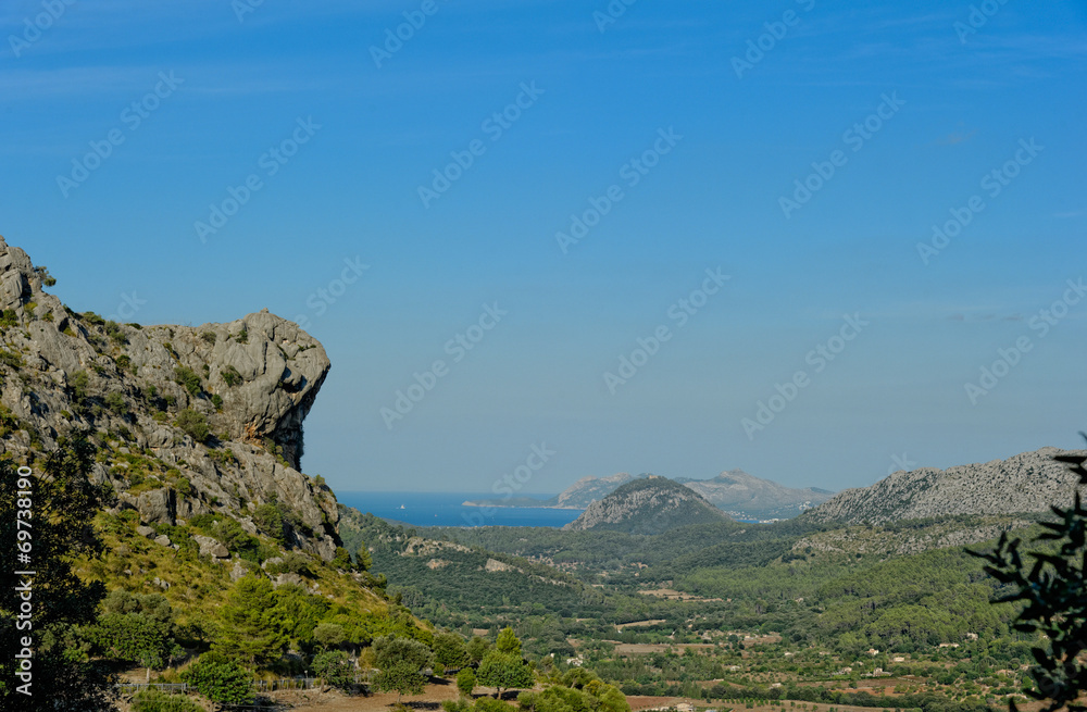 Mallorca, Blick aus den Bergen auf die Badia de Pollenca