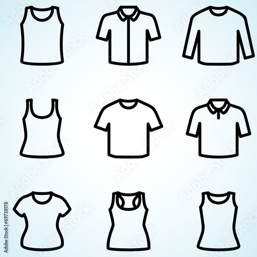 Set of t-shirts icon vector