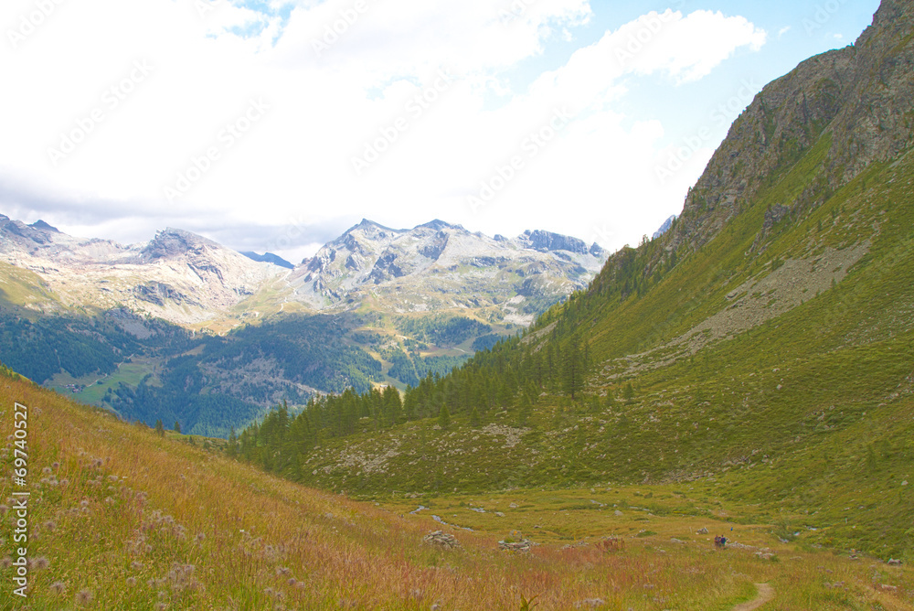 Mountain path, reaching for Grand Tournalin, Val D'Ayas - Alps Mountain path, reaching for Grand Tournalin, Val D'Ayas - Alps