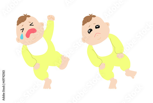 A set of baby images in his/her tantrum