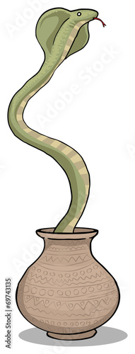 Cobra snake coming out of a jug