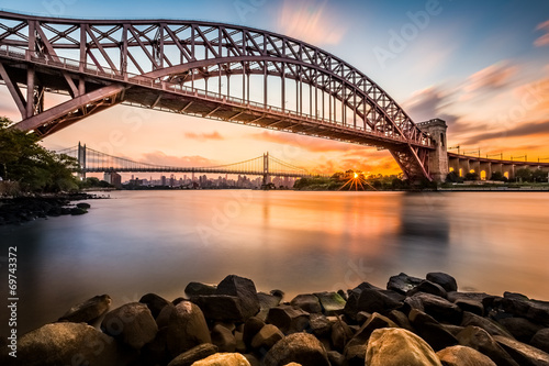 Hell Gate and Triboro bridge at sunset