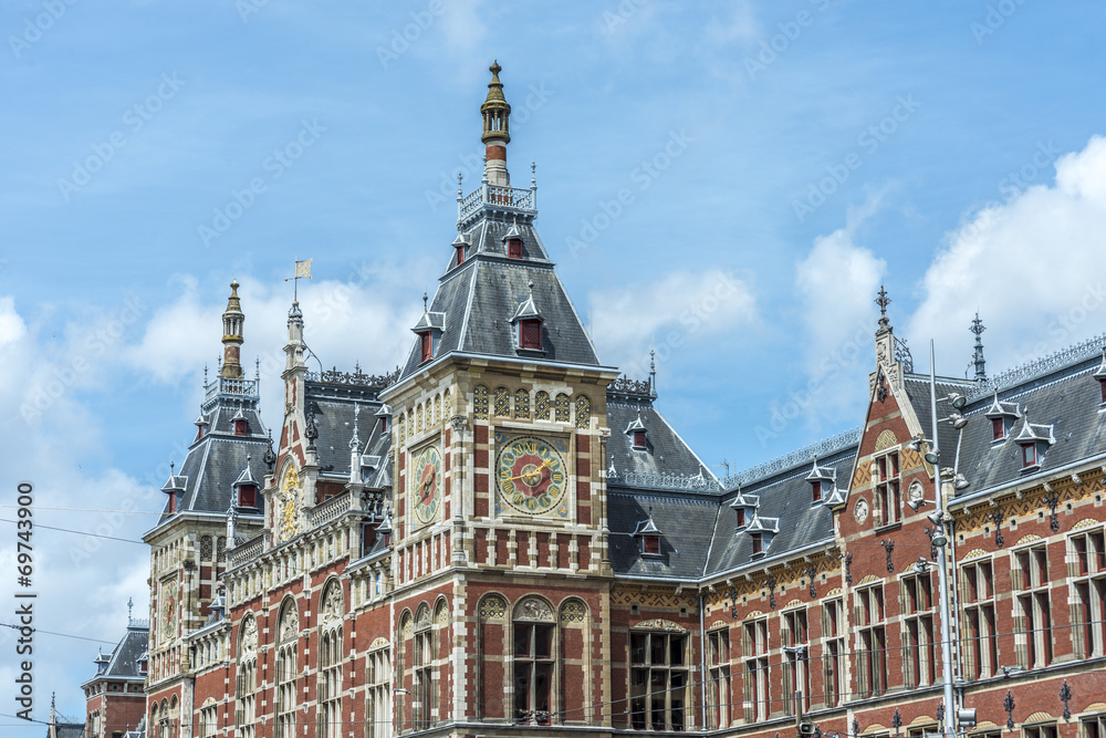 Amsterdam central railway station in Netherlands. Amsterdam central railway station in Netherlands.