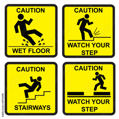 Caution signs, yellow