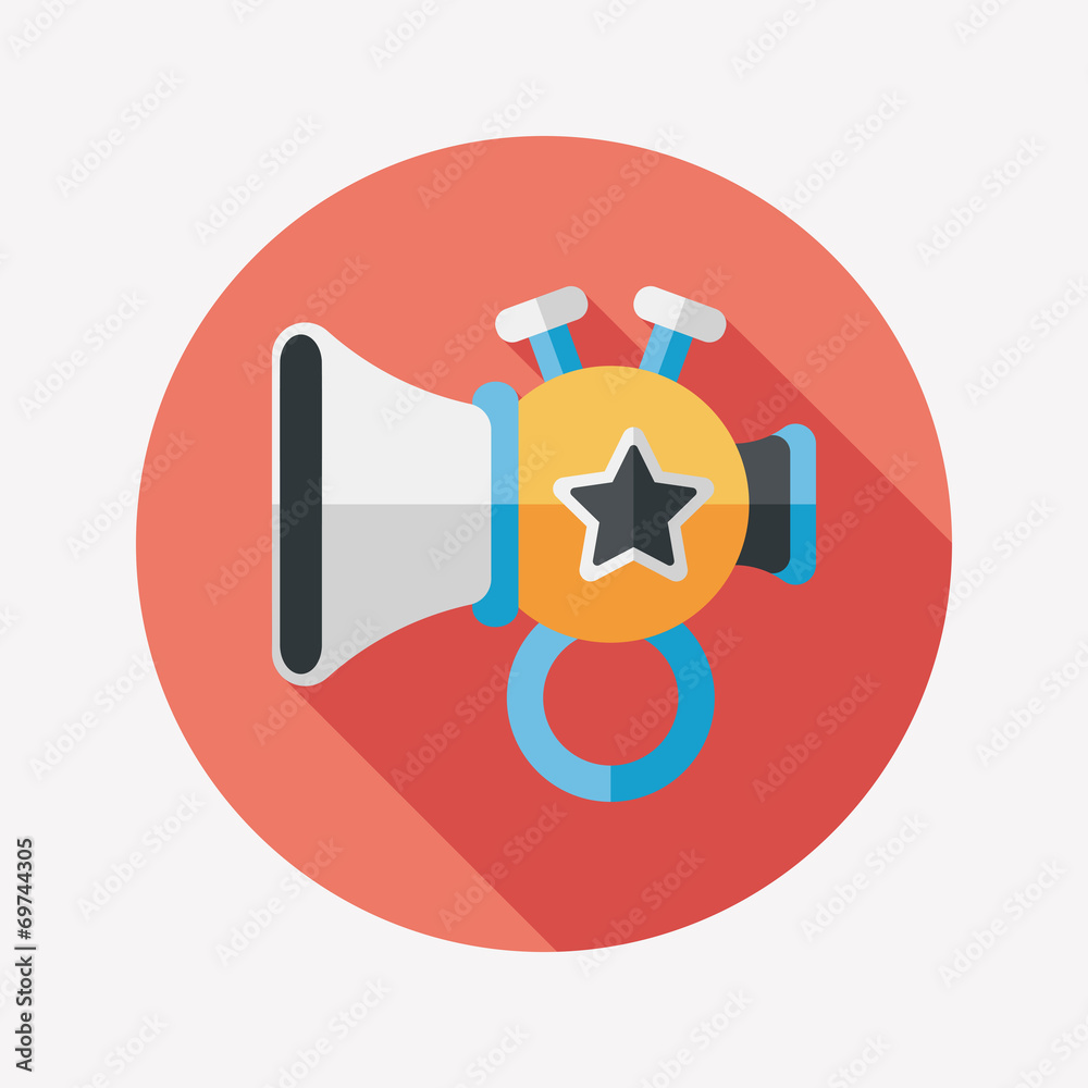 trumpet or horn toy flat icon with long shadow,eps10 trumpet or horn toy flat icon with long shadow,eps10
