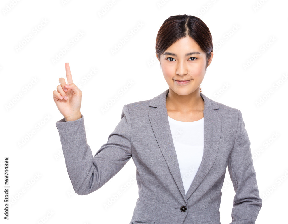 Asian businesswoman with finger point up Asian businesswoman with finger point up