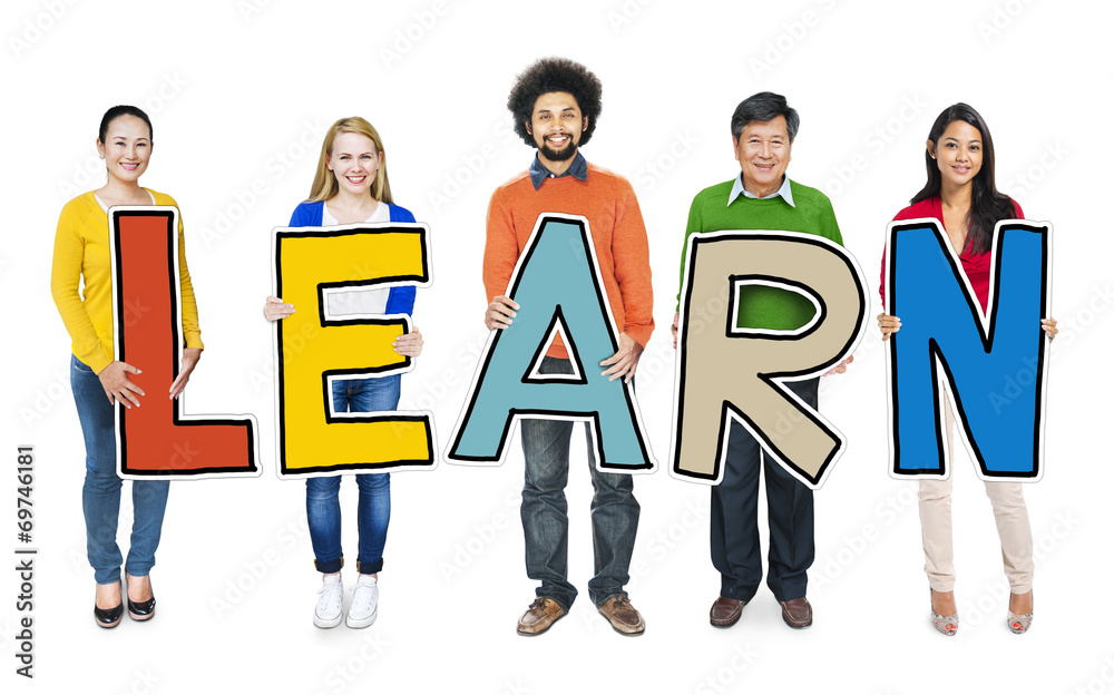 Group of Diverse People Holding Word Learn Group of Diverse People Holding Word Learn