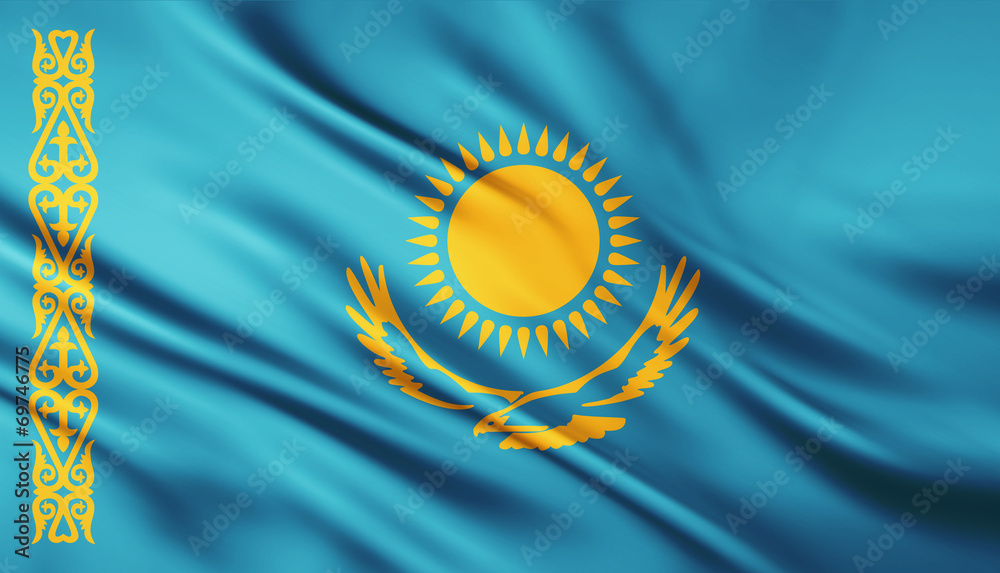 Obraz premium The National Flag of the kazakhstan