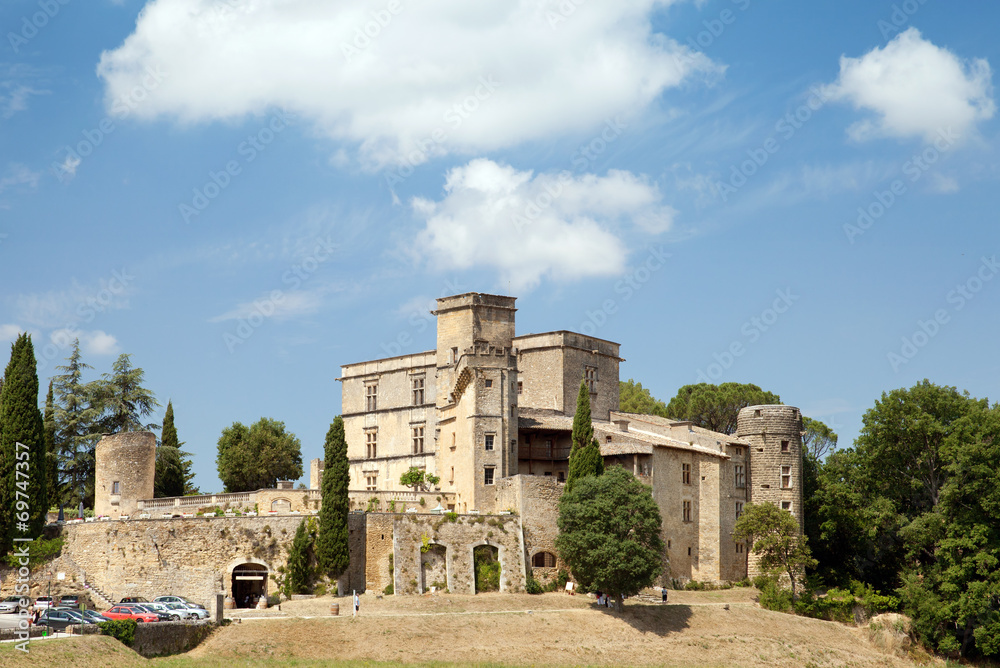 The Chateau de Lourmarin in sunny summer day, Provence, France