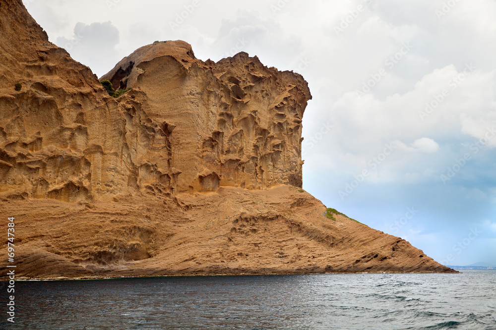 The cliff on shore in calanque, France