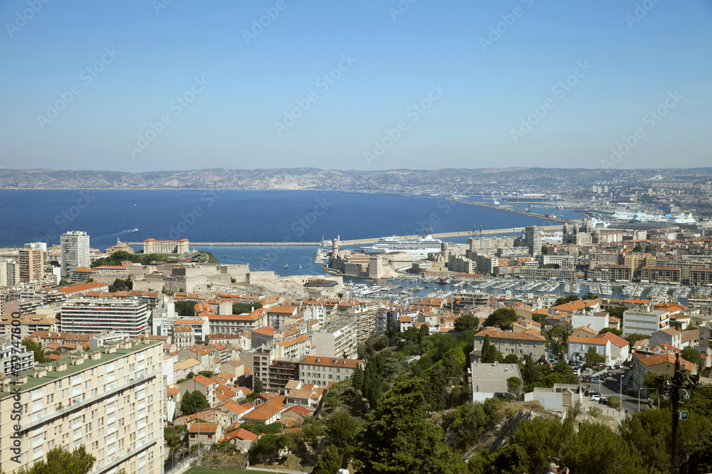 The view of Marseille from Basilica Notre-Dame of the Garde