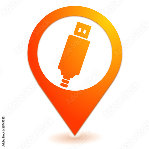 clef usb sur symbole localisation orange