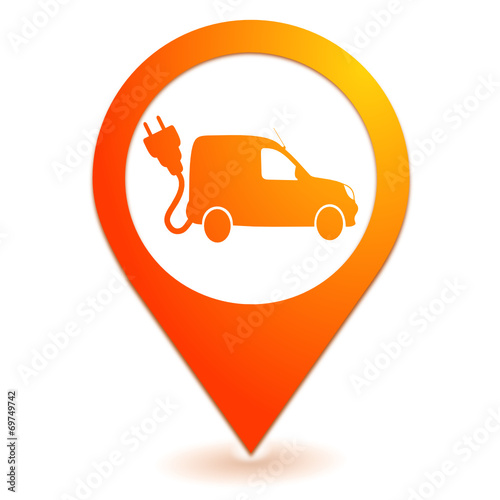 véhicule utilitaire électrique sur symbole localisation orange