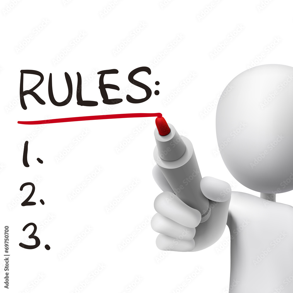 rules word written by 3d man rules word written by 3d man