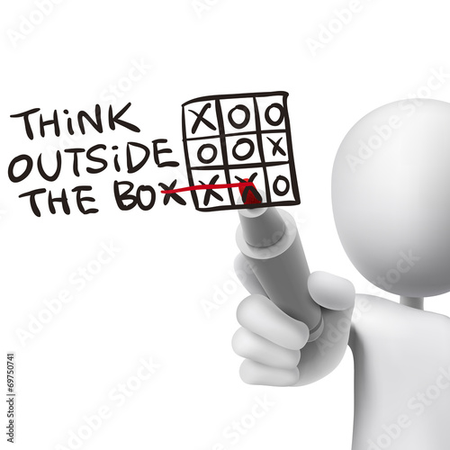 think outside the box words written by 3d man