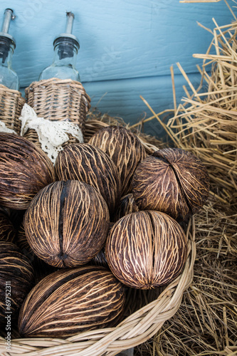 Cerbera oddloam's seed in basket photo