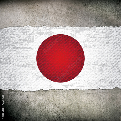 Japan Flag on Brick Background