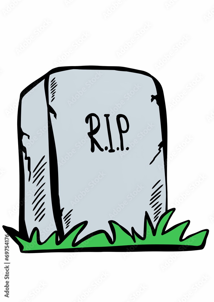 Fototapeta premium doodle tombstone with RIP