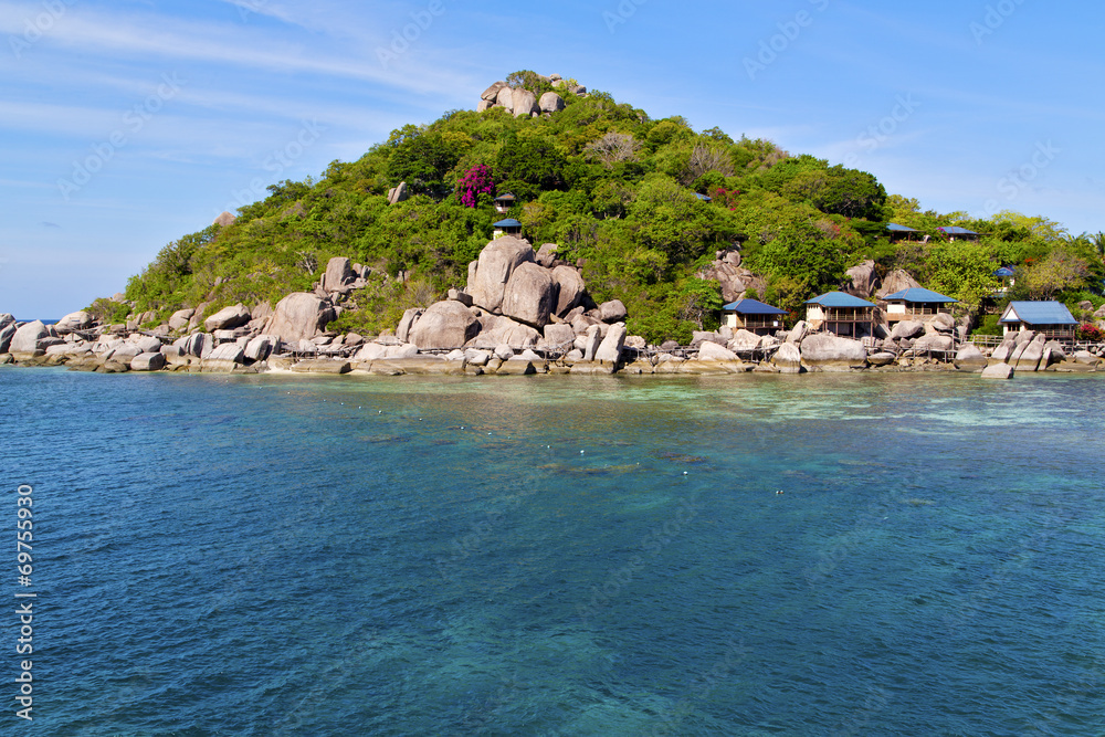 beach    rocks house in thailand and south china sea