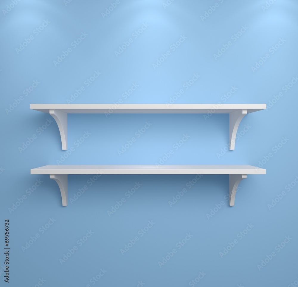 Simple shelves on a wall. Simple shelves on a wall.