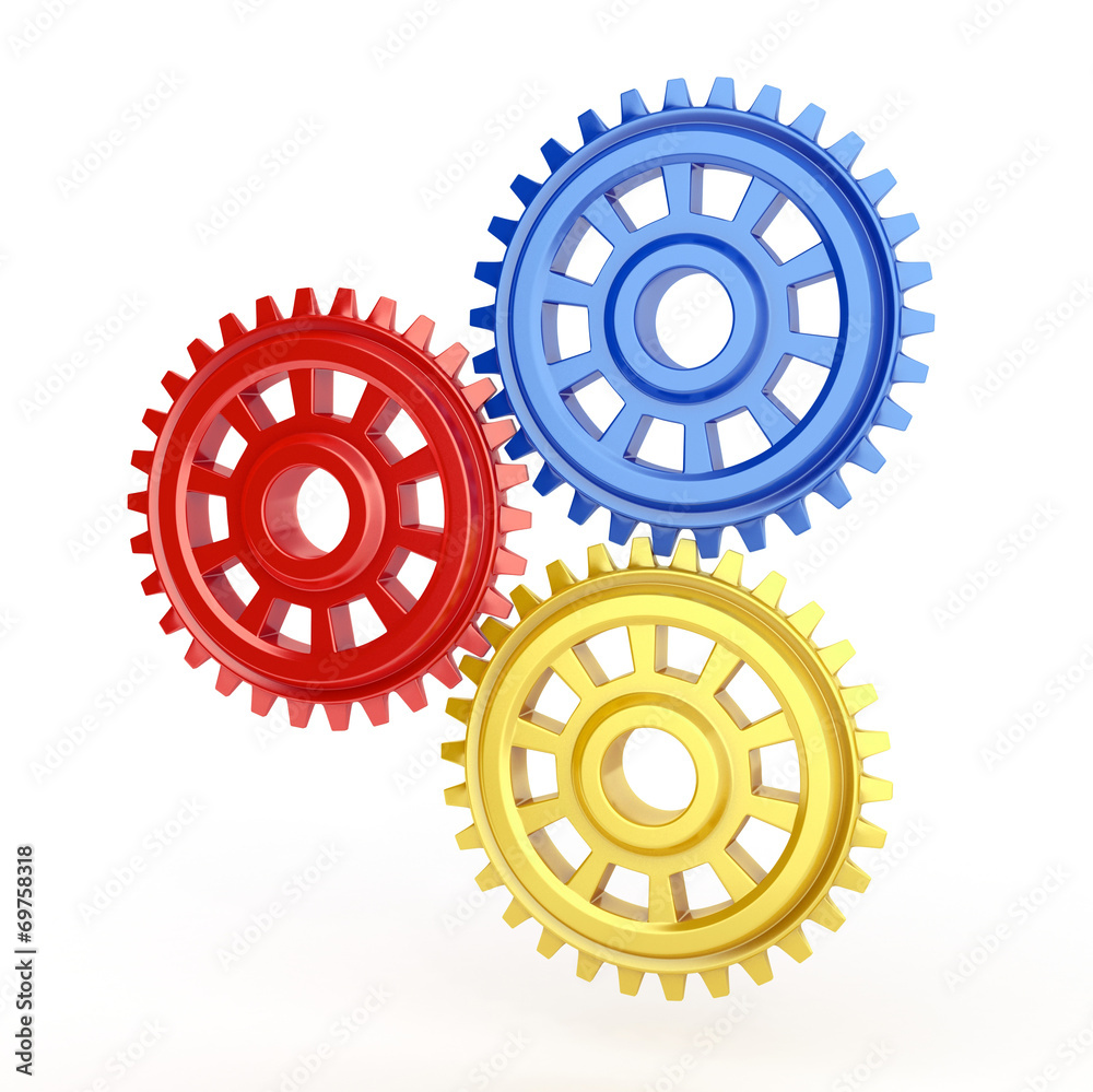 gears isolated on white background. 3d render gears isolated on white background. 3d render