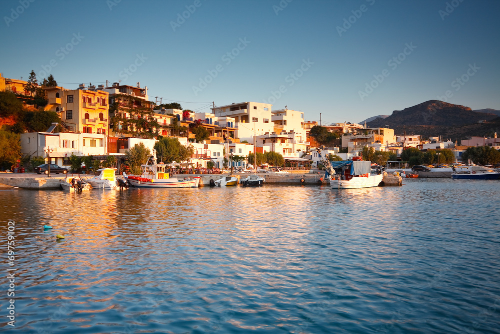 Harbour in Makri Gialos village in southern Crete, Greece.
