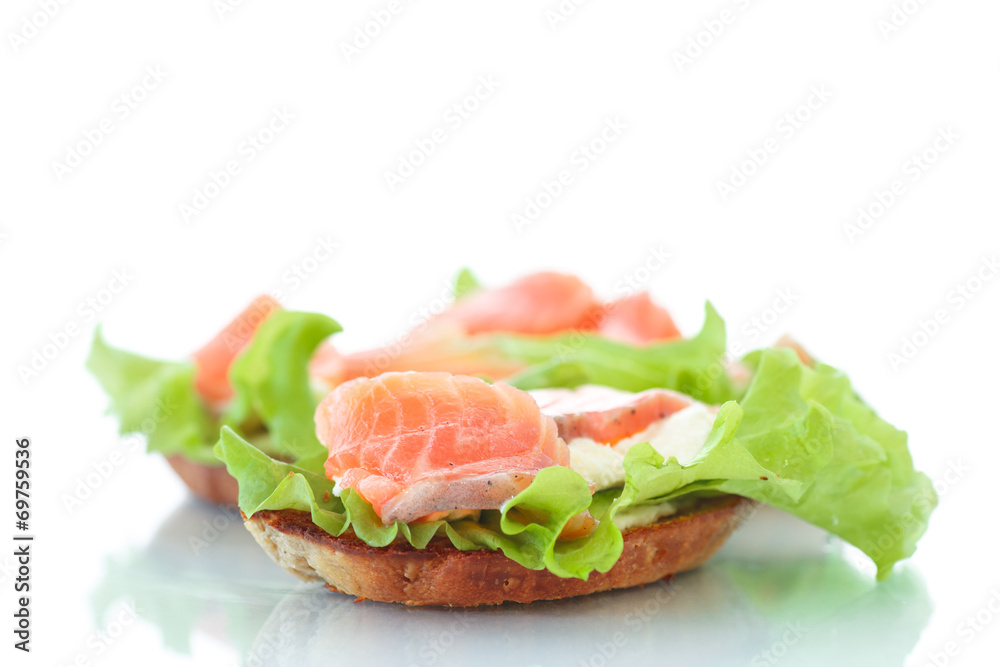 sandwich with salmon and cheese