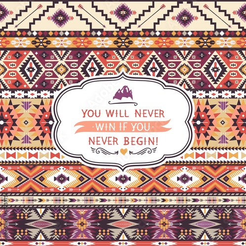 Seamless colorful pattern in tribal style