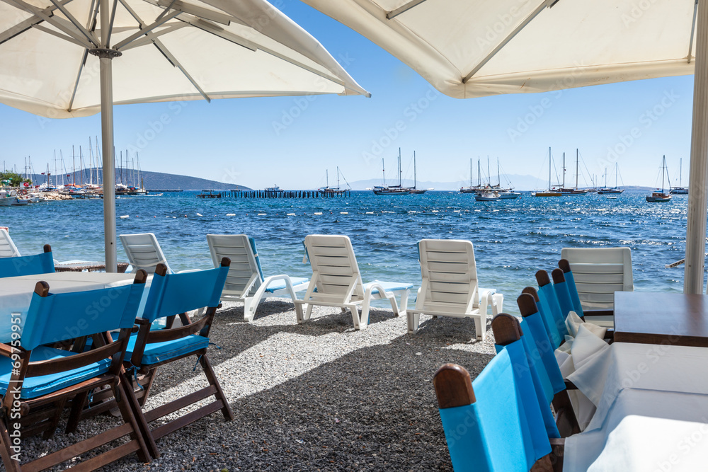 Beautiful cafeteria at the beach, Greece