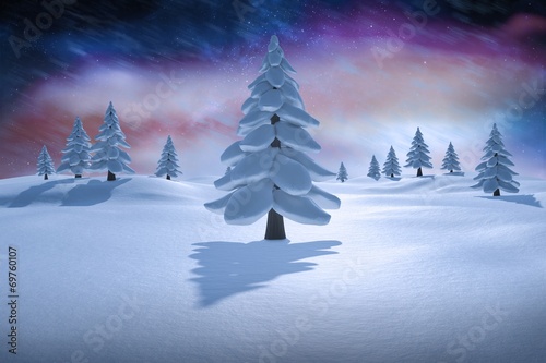 Composite image of white snowy landscape with fir trees © WavebreakmediaMicro