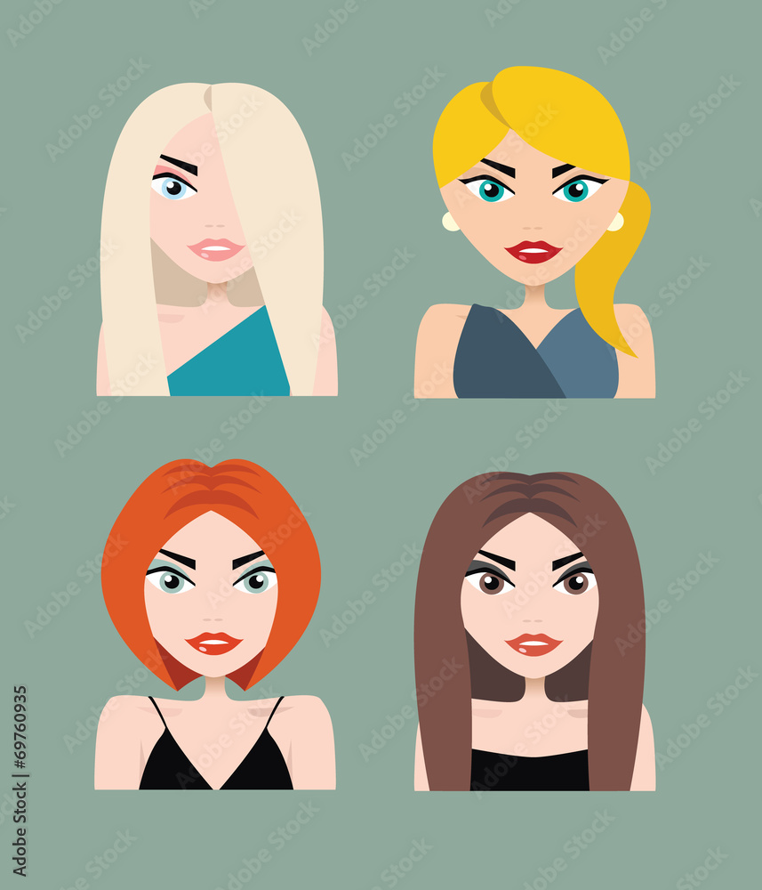 Set of business woman faces vector illustration Set of business woman faces vector illustration